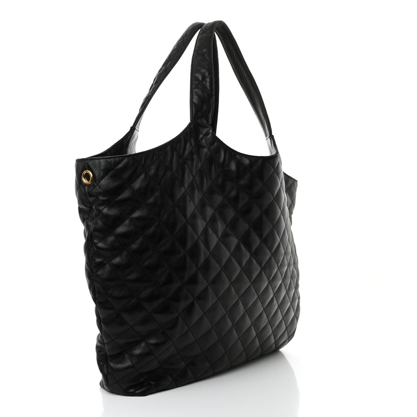 Lambskin Quilted Maxi Icare Shopping Tote Black