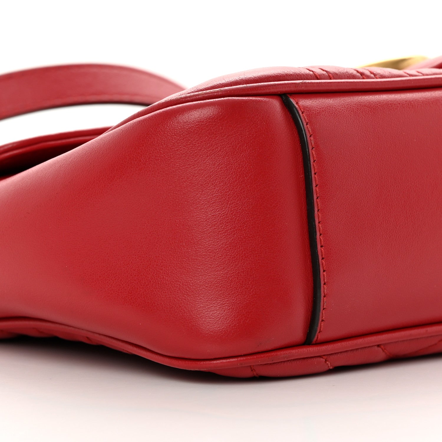 Gucci Calfskin Matelasse Small GG Marmont Shoulder Bag Hibiscus Red 9 of 16