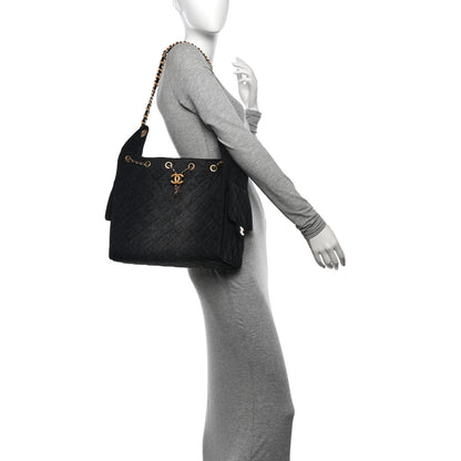 Chanel Washed Denim Quilted Medium Chanel 25 Handbag Black 2 of 11