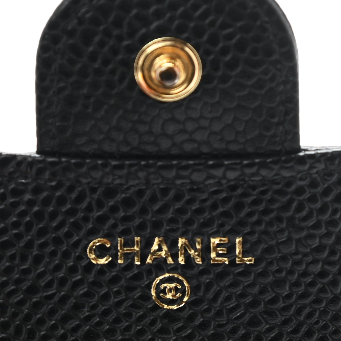 Caviar Quilted Compact Flap Wallet Black