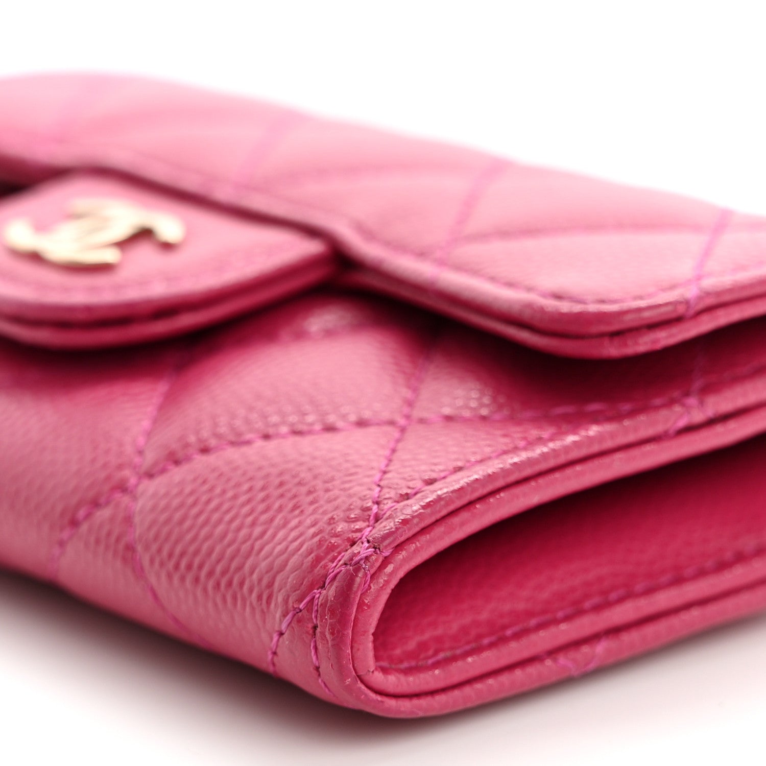 Chanel Caviar Quilted Flap Card Holder Wallet Dark Pink 8 of 9