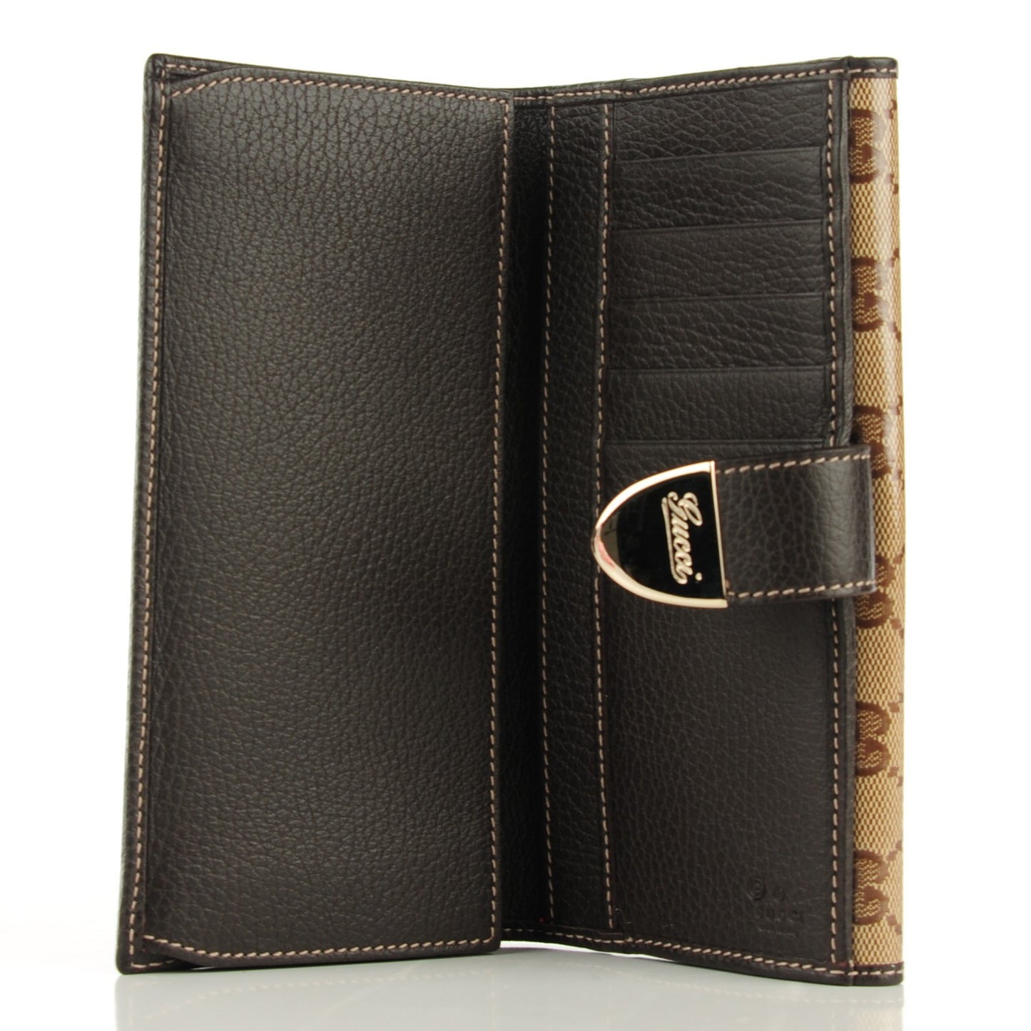Crystal Monogram Dollar Calfskin Continental Wallet Beige Ebony Testa di Moro