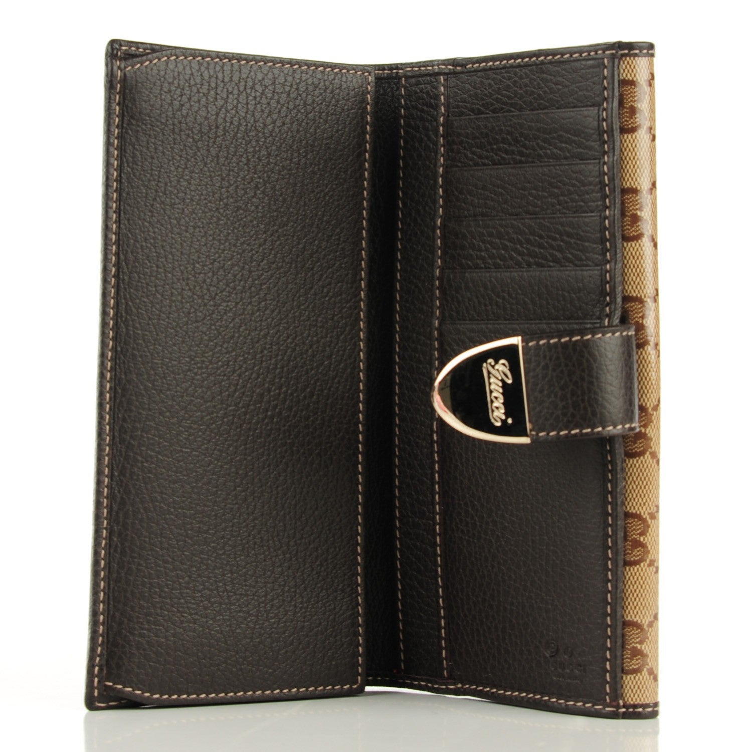 Gucci Crystal Monogram Dollar Calfskin Continental Wallet Beige Ebony Testa di Moro 5 of 7
