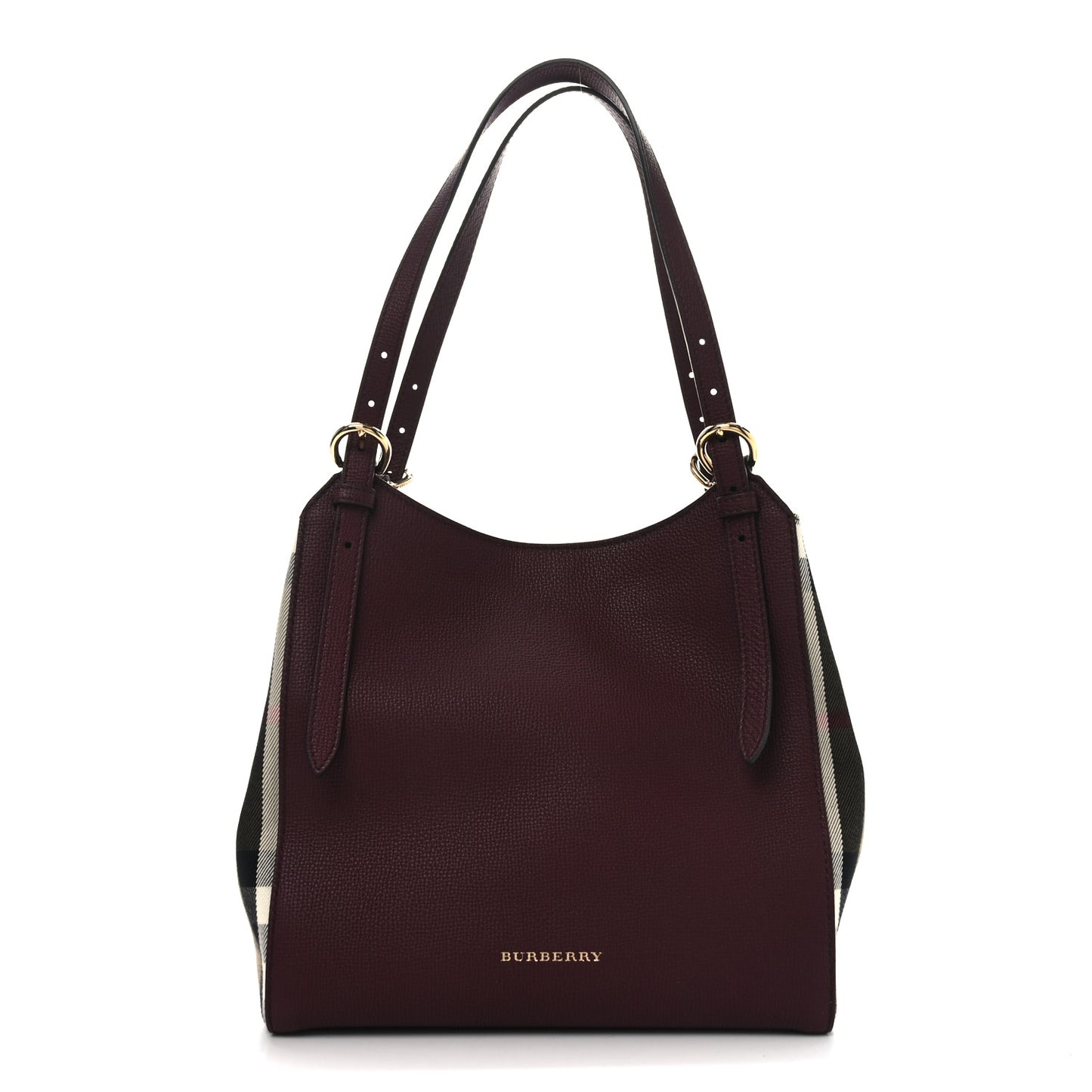 Grainy Calfskin House Check Small Canterbury Mahogany Red