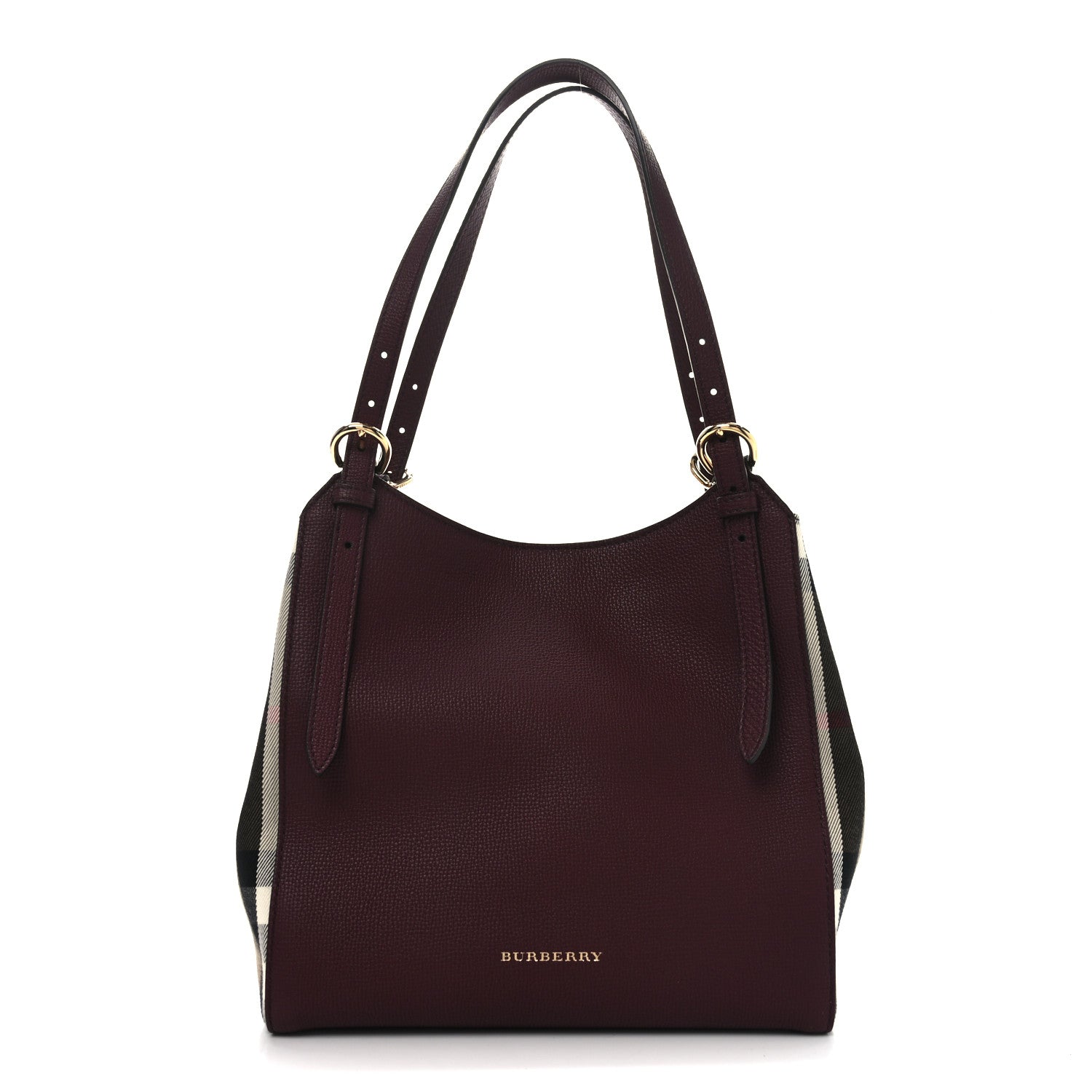 Burberry Grainy Calfskin House Check Small Canterbury Mahogany Red 1 of 9