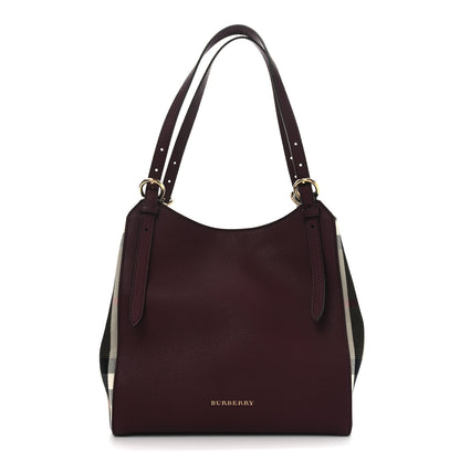 Burberry Grainy Calfskin House Check Small Canterbury Mahogany Red 1 of 9