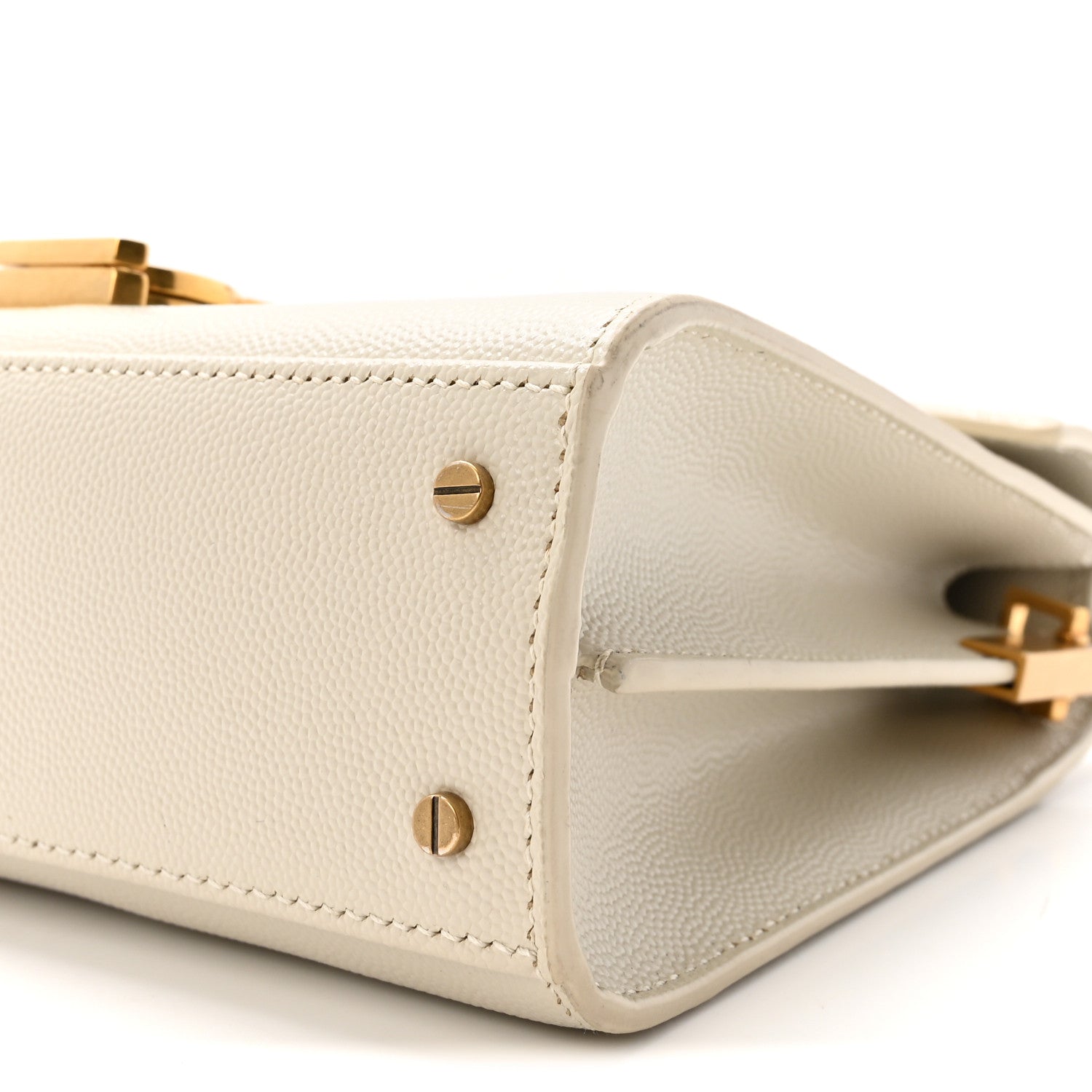 Saint Laurent Grain de Poudre Mini Classic Monogram Cassandra Top Handle Vintage White 9 of 9