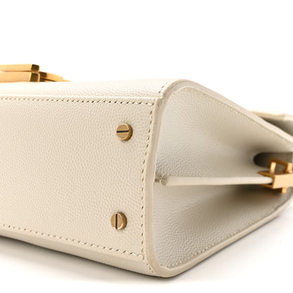 Saint Laurent Grain de Poudre Mini Classic Monogram Cassandra Top Handle Vintage White 9 of 9