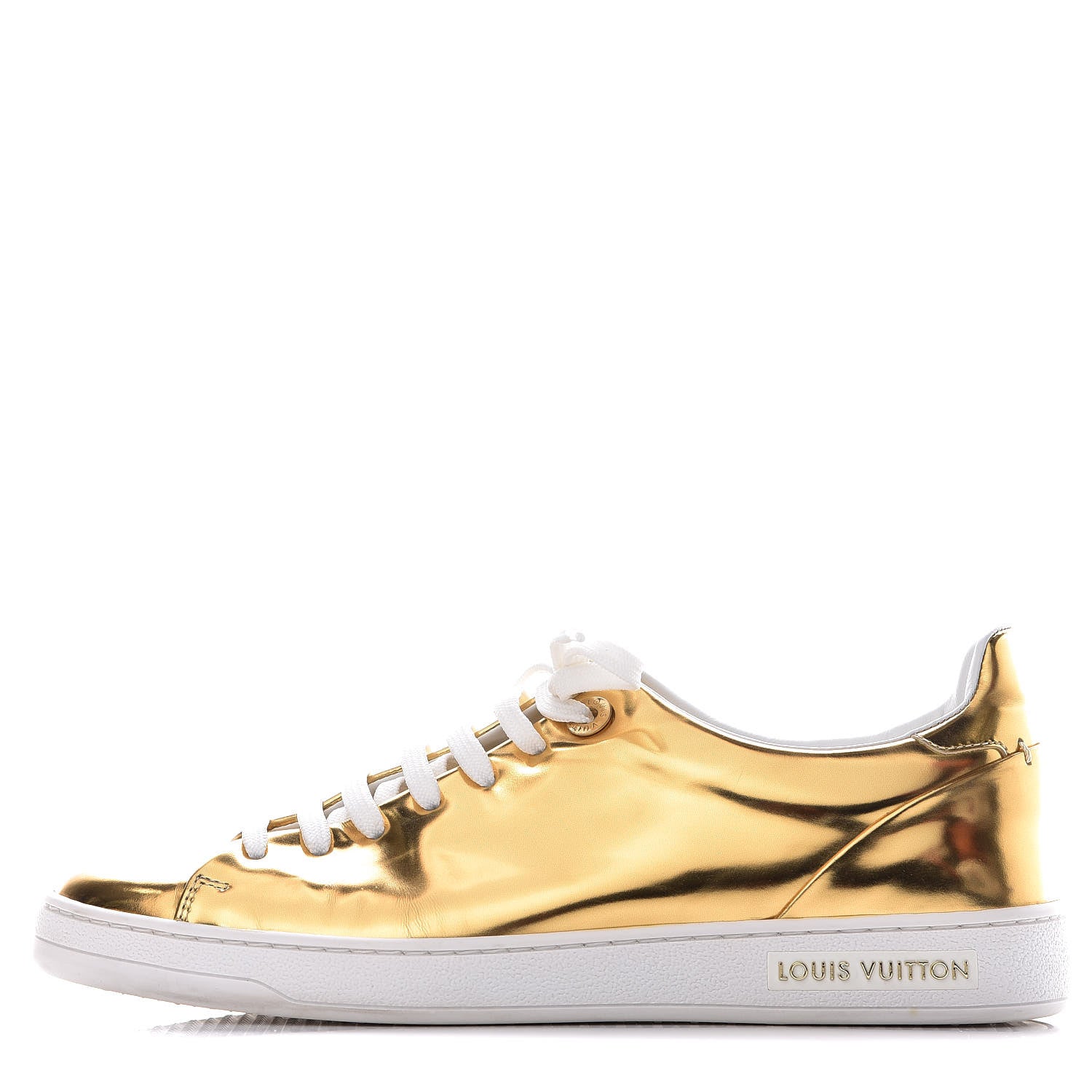 Louis Vuitton Metallic Calfskin Frontrow Sneakers 37.5 Gold 1 of 12