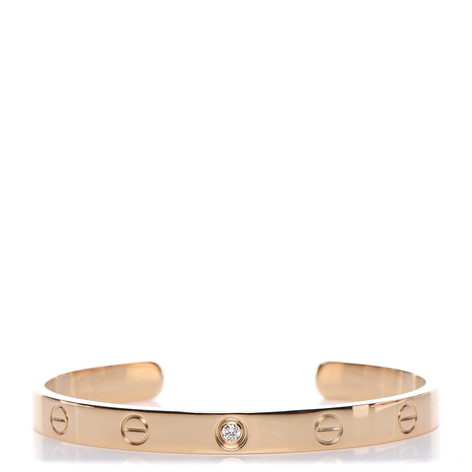 Cartier 18K Yellow Gold 1 Diamond LOVE Cuff Bracelet 17 1 of 8