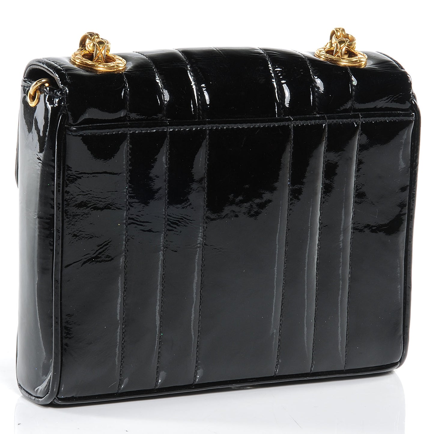 Patent Vertical Quilt Mini Flap Black