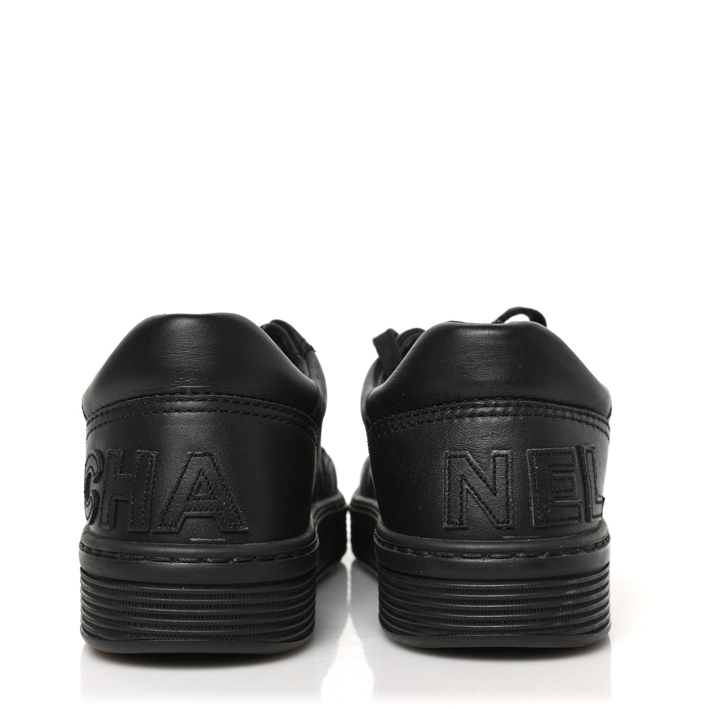Calfskin Womens Logo Sneakers 36.5 Black