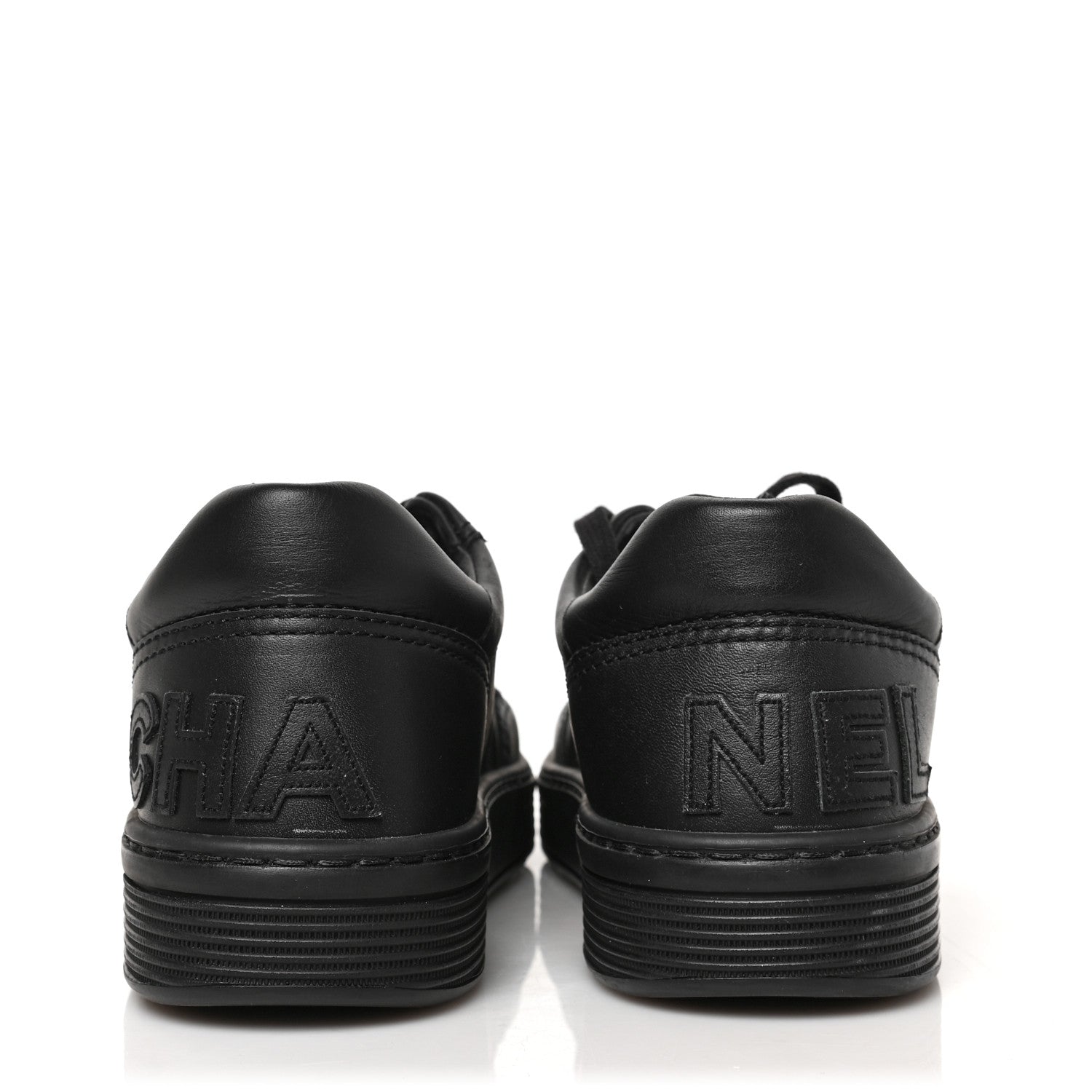 Chanel Calfskin Womens Logo Sneakers 36.5 Black 5 of 9