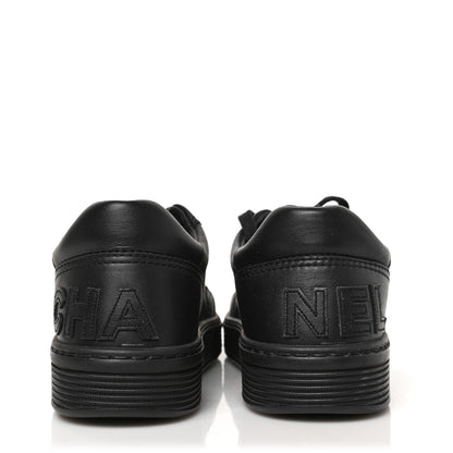 Chanel Calfskin Womens Logo Sneakers 36.5 Black 5 of 9
