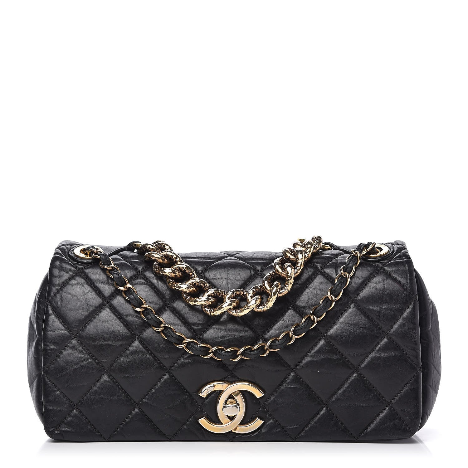 Chanel Aged Calfskin Quilted Medium Pondichery Flap Black 1 of 10
