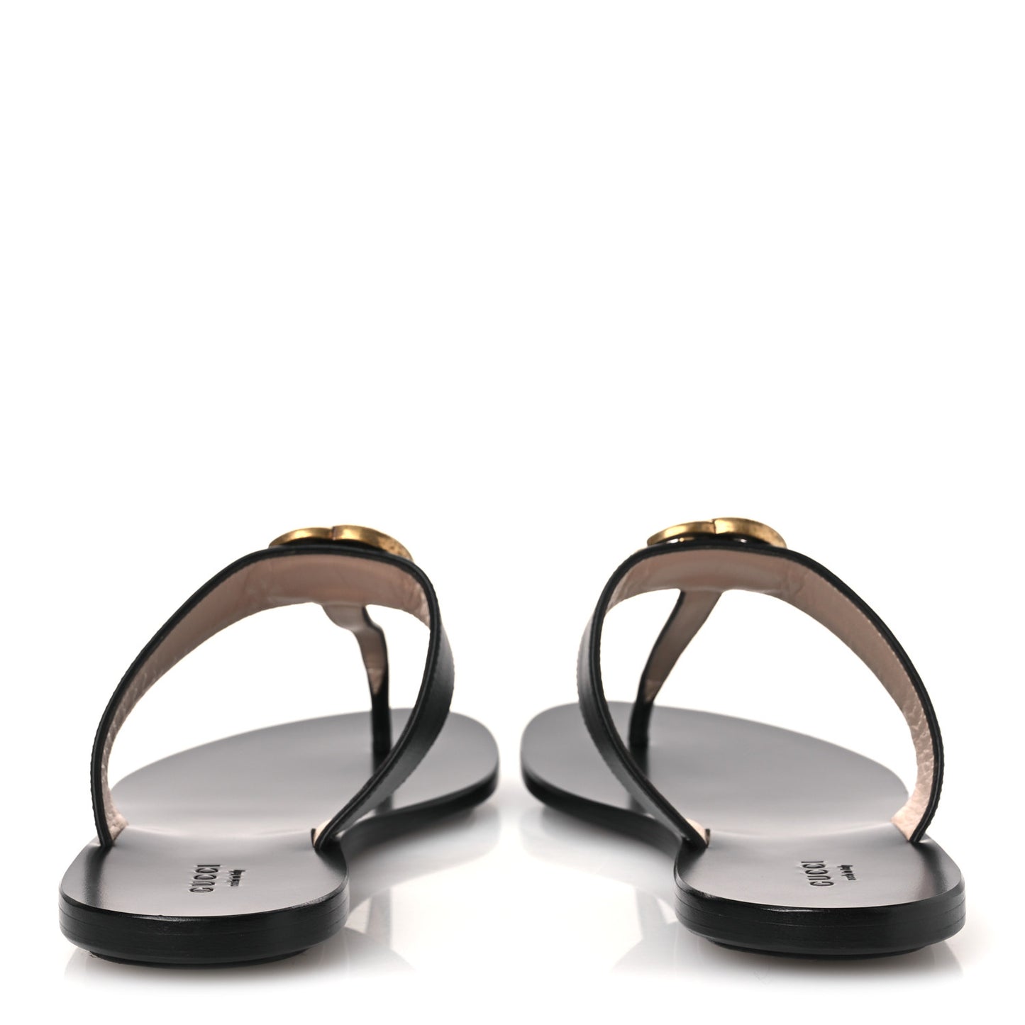 Calfskin GG Marmont Thong Sandals 38 Black