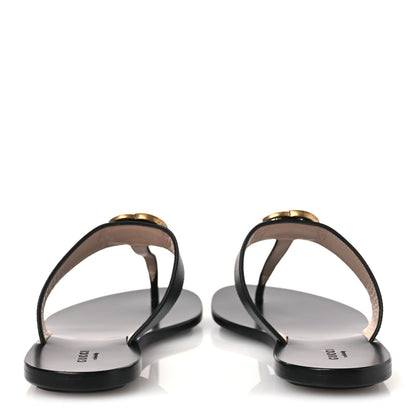 Gucci Calfskin GG Marmont Thong Sandals 38 Black 6 of 11