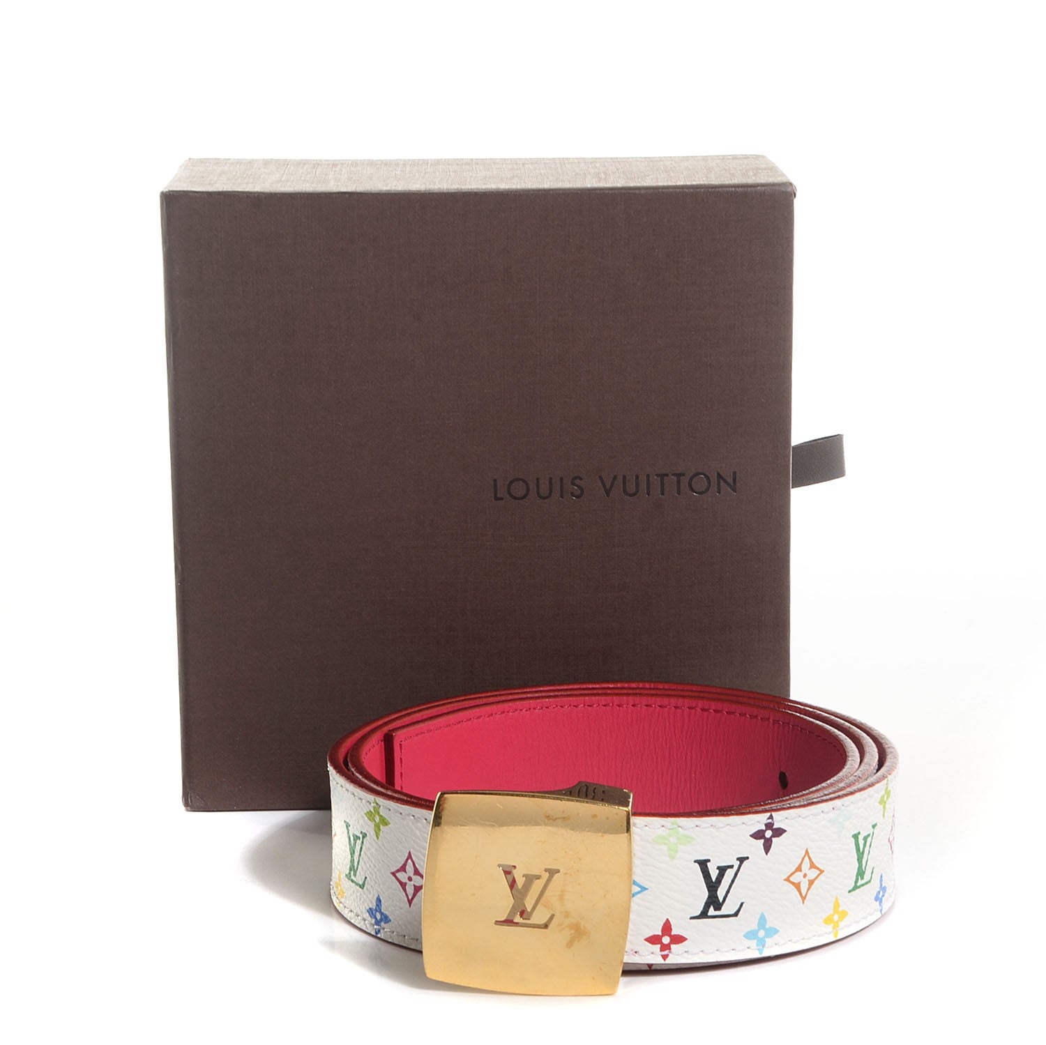 Louis Vuitton Monogram Multicolor LV Cut Reversible Belt 80 32 White Grenade 6 of 6