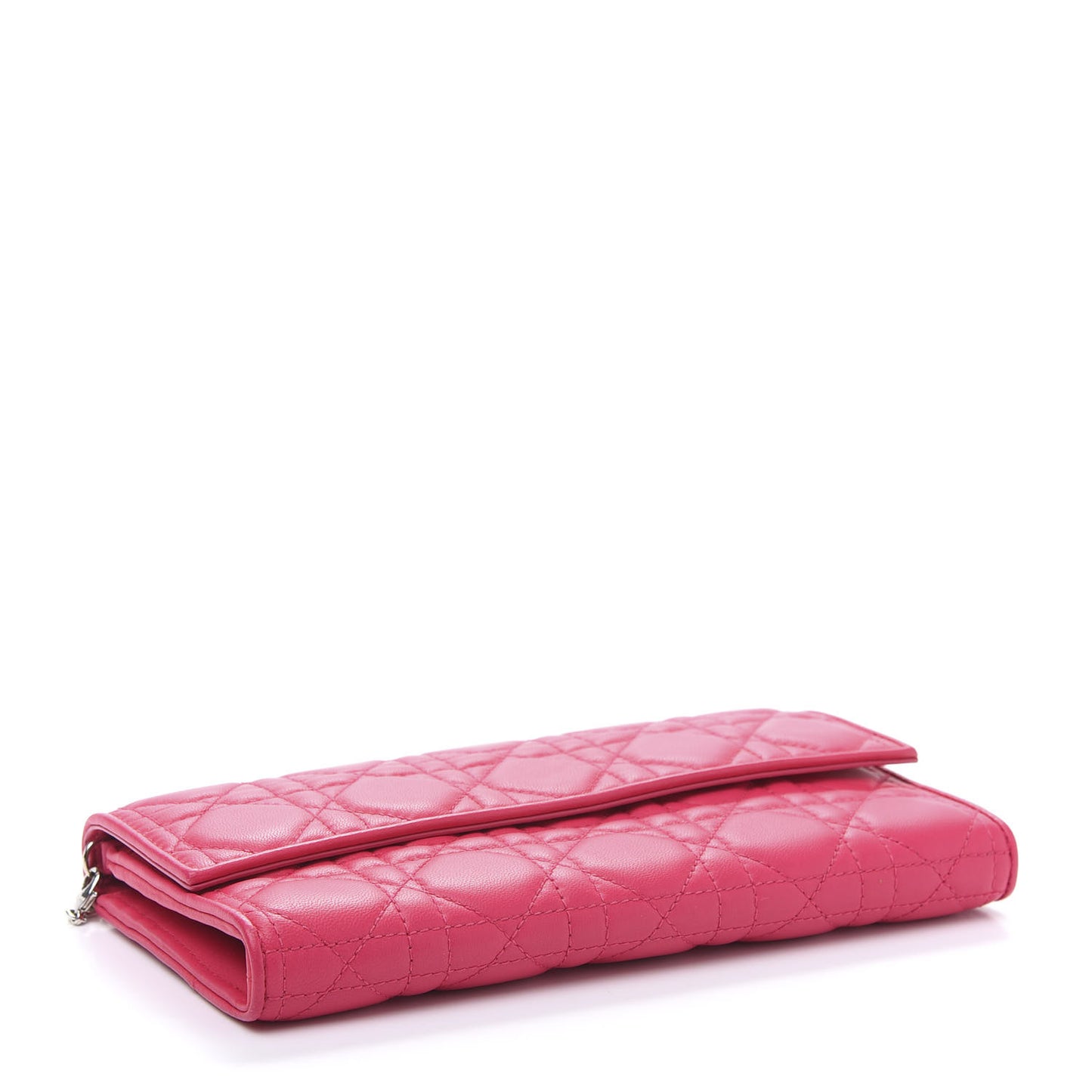 Lambskin Cannage Lady Dior Rendezvous Wallet On Chain Fuchsia