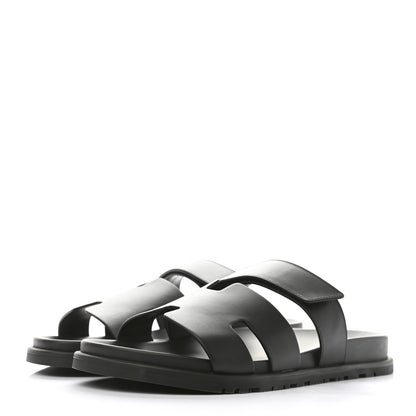 Hermes Calfskin Mens Chypre Sandals 44 Black 3 of 10
