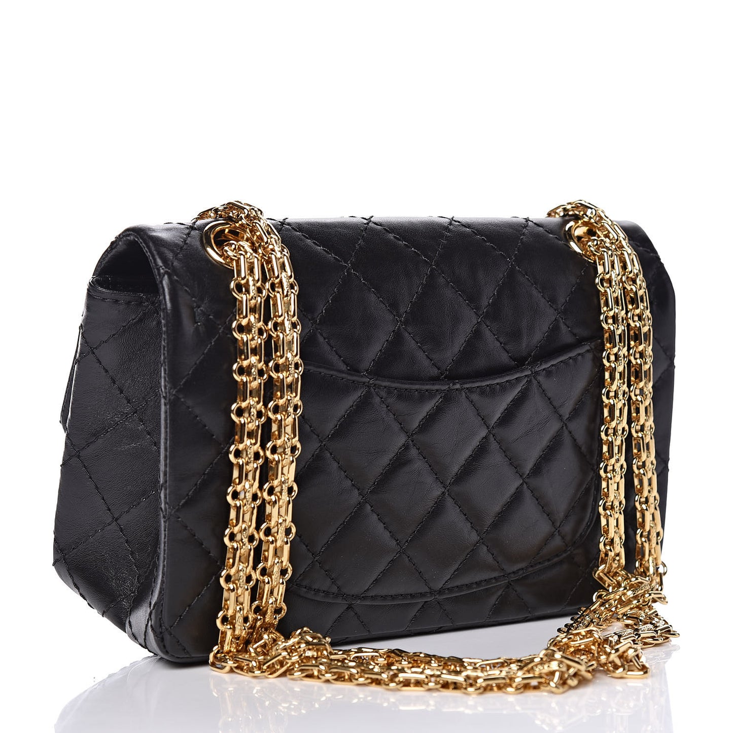 Aged Calfskin Quilted 2.55 Reissue Mini Flap Black