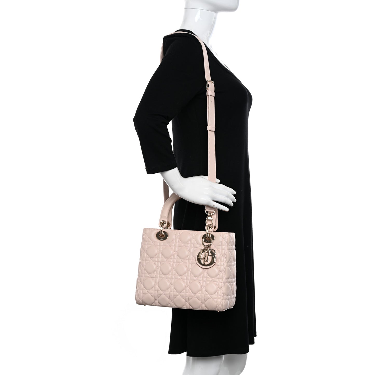 Lambskin Cannage Medium Lady Dior Light Pink
