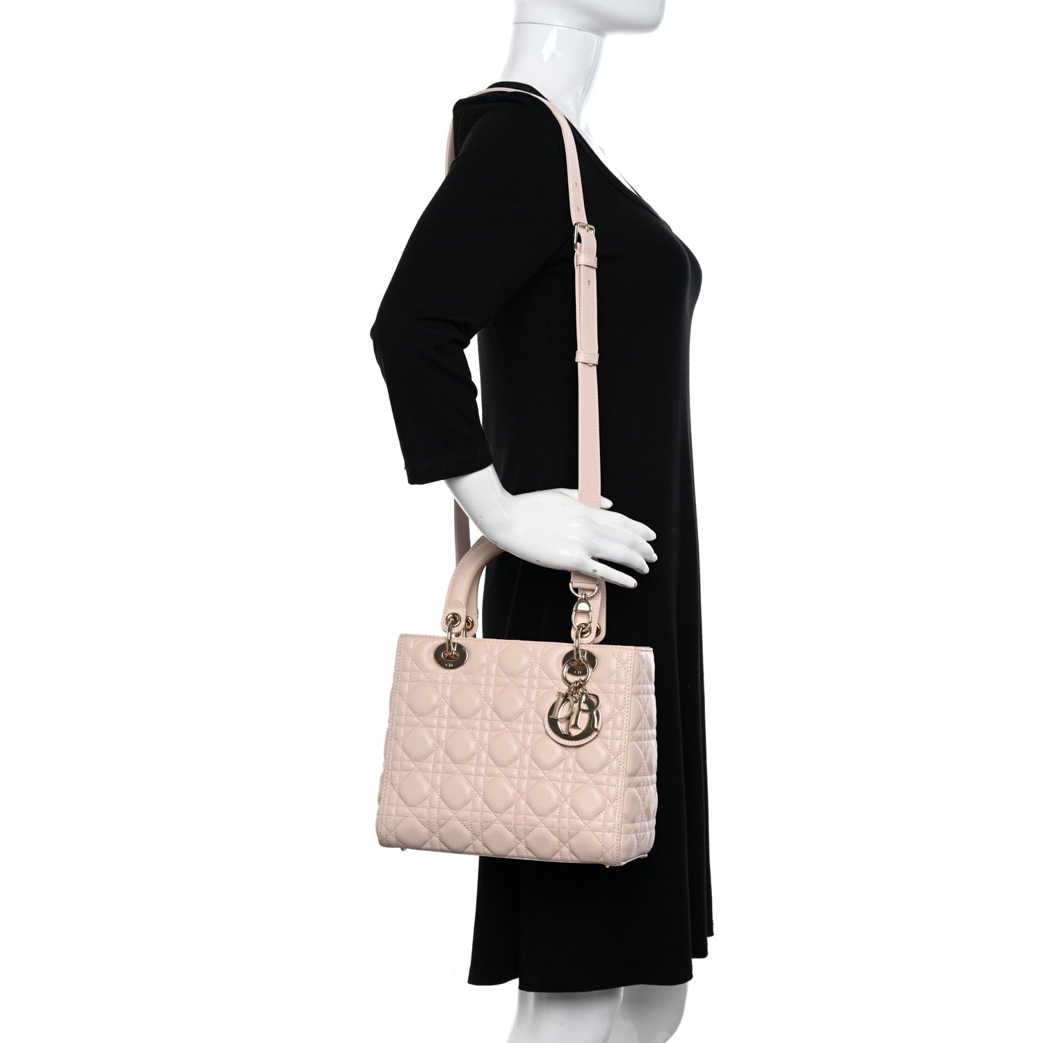 Christian Dior Lambskin Cannage Medium Lady Dior Light Pink 2 of 10