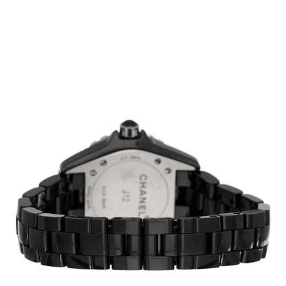 Chanel Stainless Steel Ceramic Diamond 33mm J12 Quartz Watch Black 3 of 4