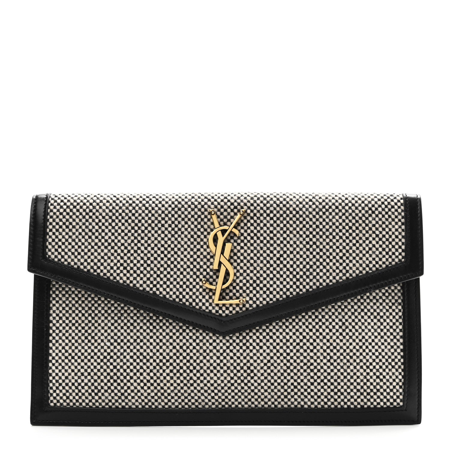 Saint Laurent Canvas Uptown Pouch Black White 1 of 8