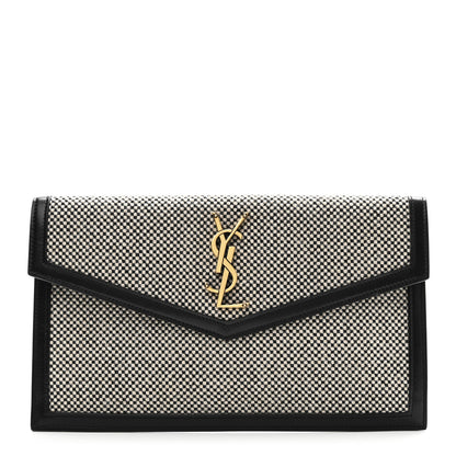 Saint Laurent Canvas Uptown Pouch Black White 1 of 8