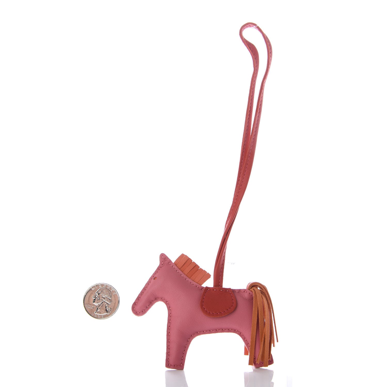 Hermes Milo Lambskin Grigri Rodeo Bag Charm PM Rose Azalee Orange Poppy Rouge Indien 2 of 4