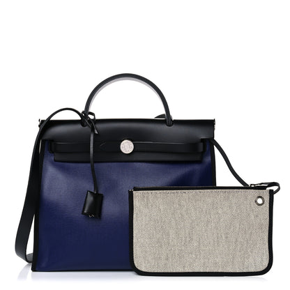Hermes Toile H Berline Vache Hunter Herbag Zip PM 31 Bleu Encre Black 1 of 11