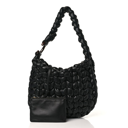 Chloe Lambskin Woven Wooden C Shoulder Bag Black 3 of 10