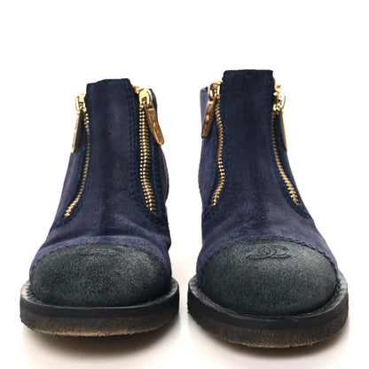 Chanel Suede CC Short Boots 38.5 Purple Gray 2 of 8