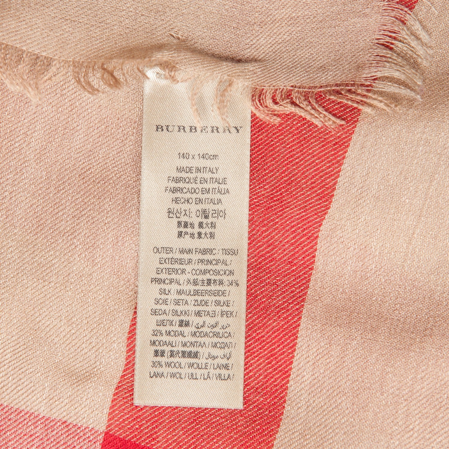 Burberry Silk Modal Wool Giant Check Lightweight Scarf Camel 5 of 5