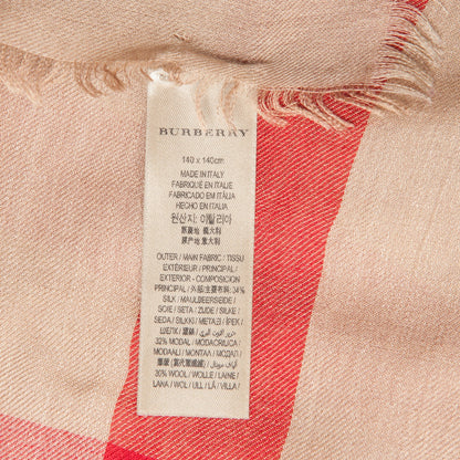 Burberry Silk Modal Wool Giant Check Lightweight Scarf Camel 5 of 5