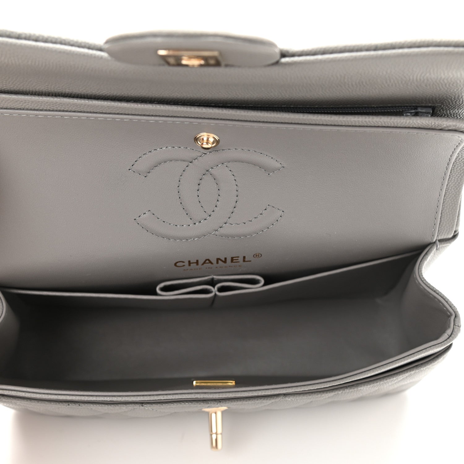 Chanel Caviar Quilted Small Double Flap Grey 5 of 11