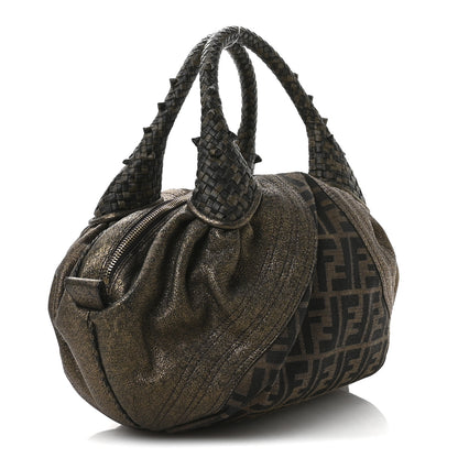 Fendi Zucca Goatskin Spy Bowler Tobacco Bronzo 3 of 10