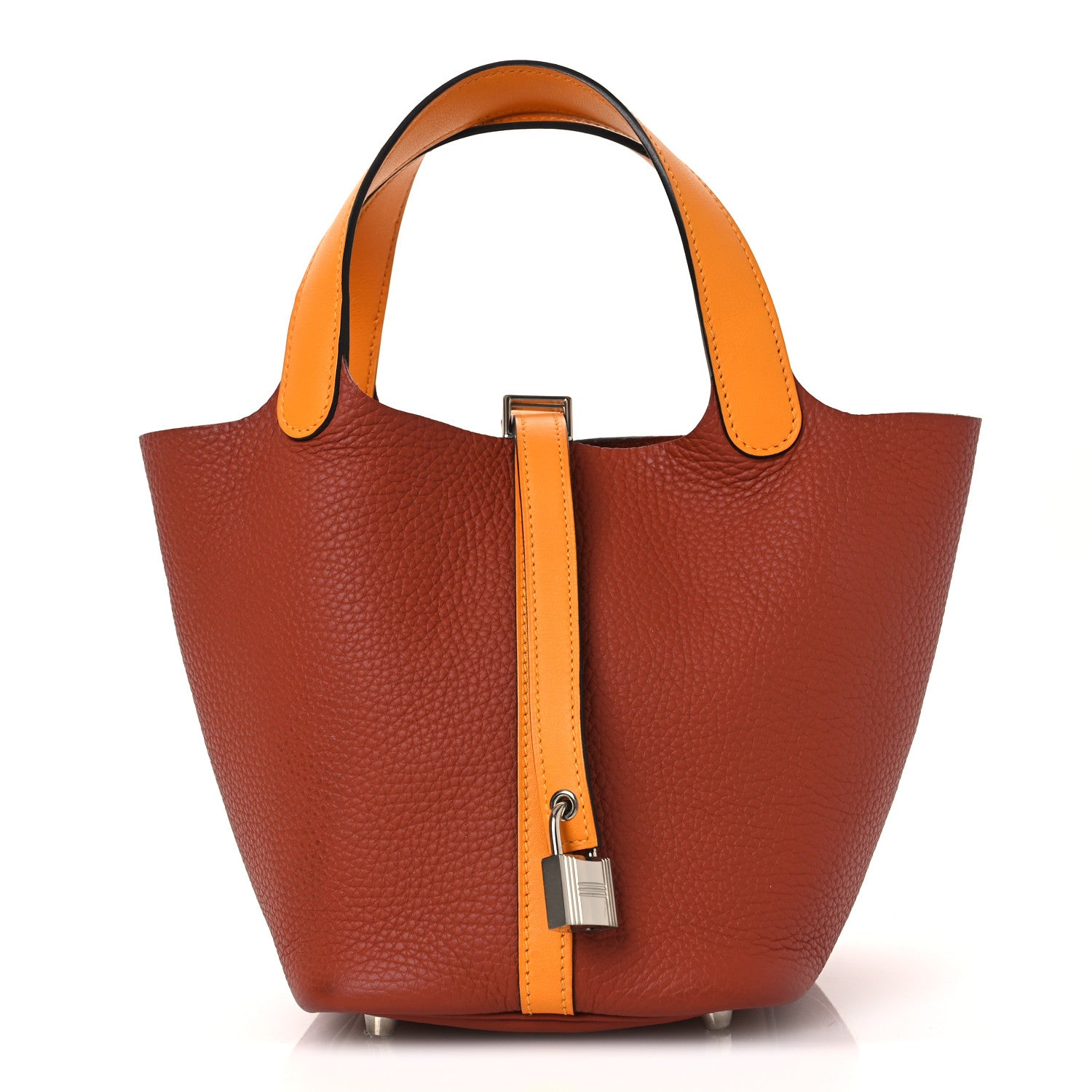 Hermes Taurillon Clemence Swift Picotin 18 PM Cuivre Jaune D'or 1 of 15