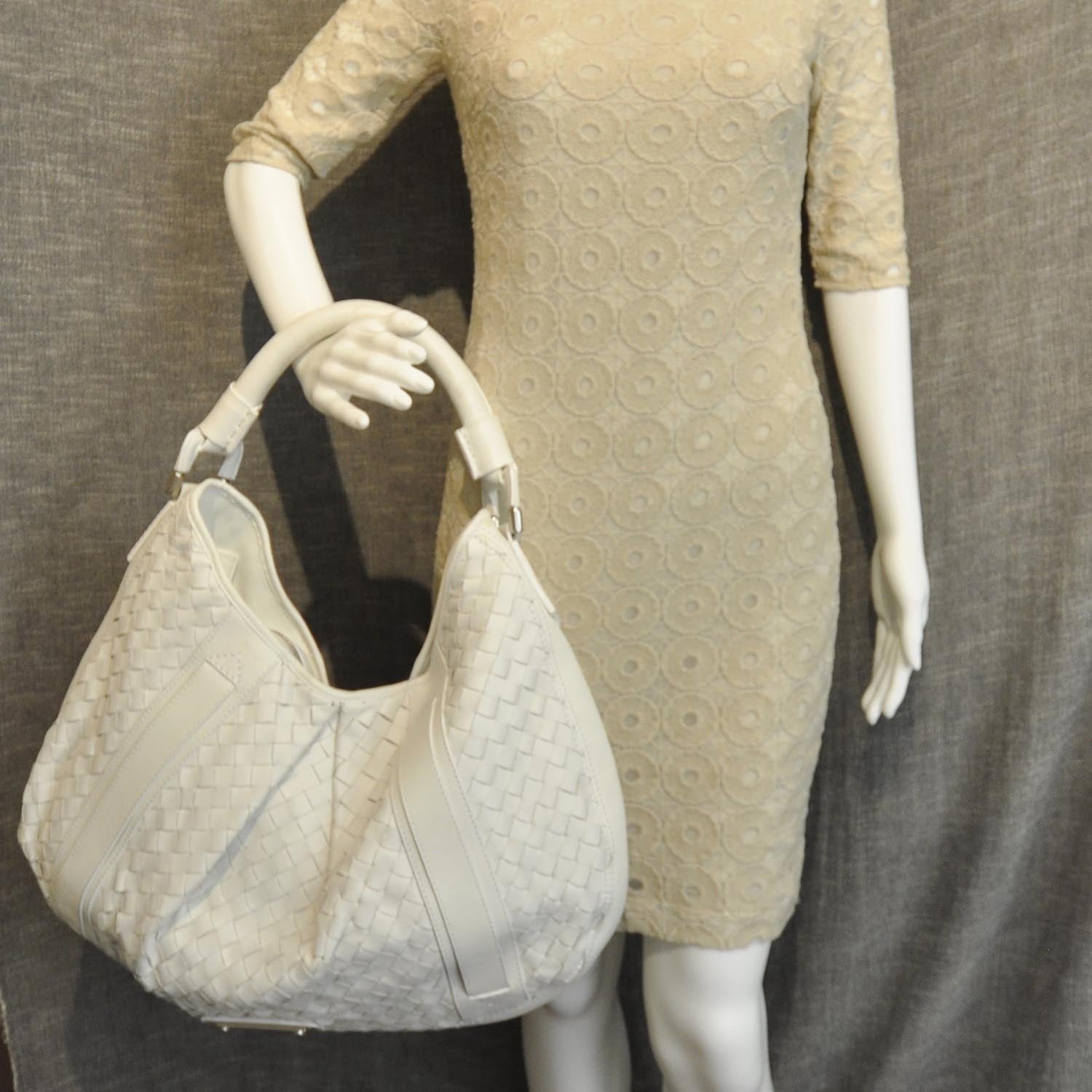 Burberry Woven Leather Large Malika Hobo Natural White 2 of 10