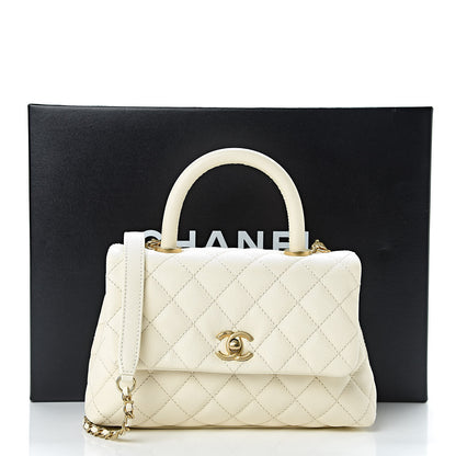 Chanel Caviar Quilted Mini Coco Handle Flap Light Beige 12 of 12