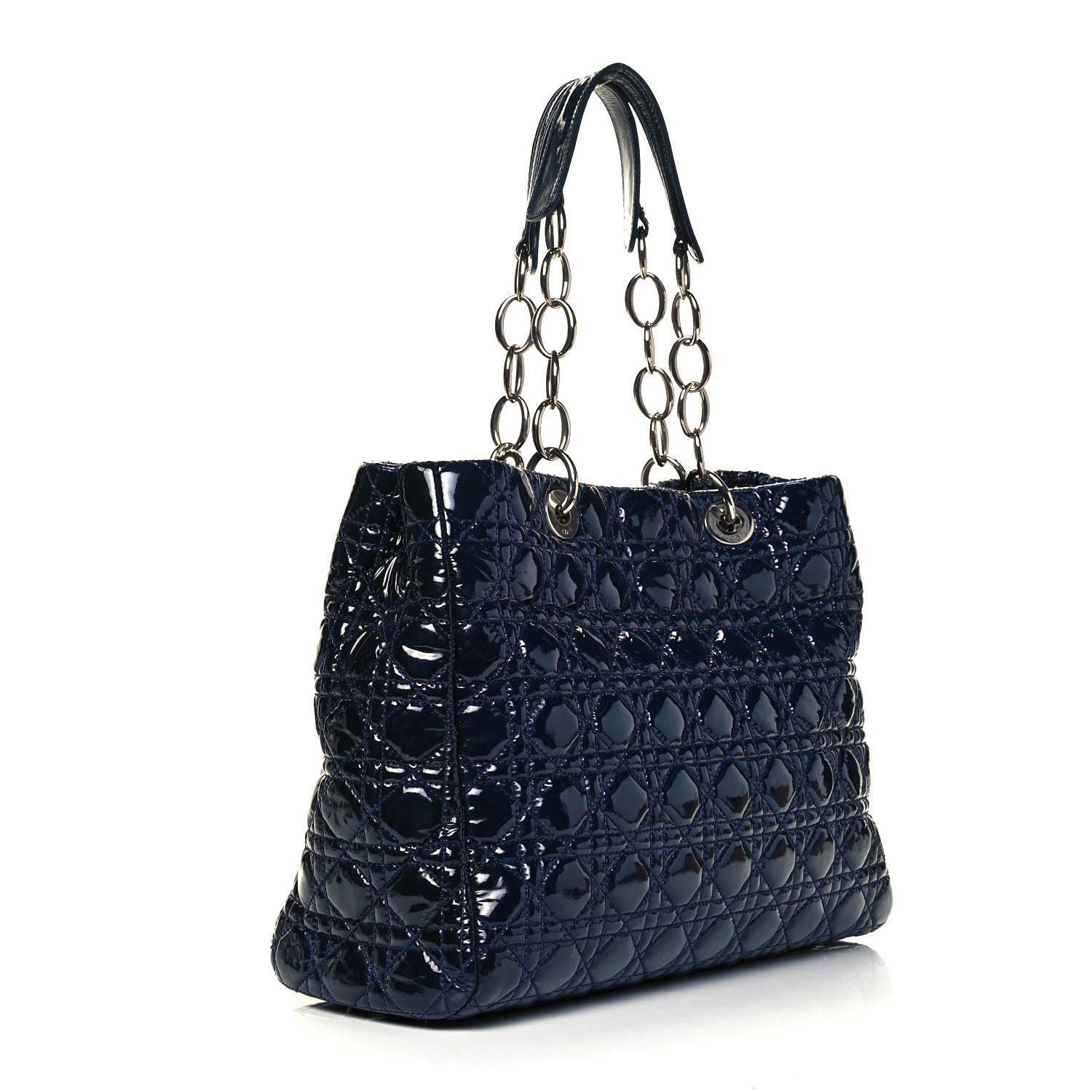 Christian Dior Patent Cannage Large Dior Soft Shopping Tote Navy Blue 2 of 7