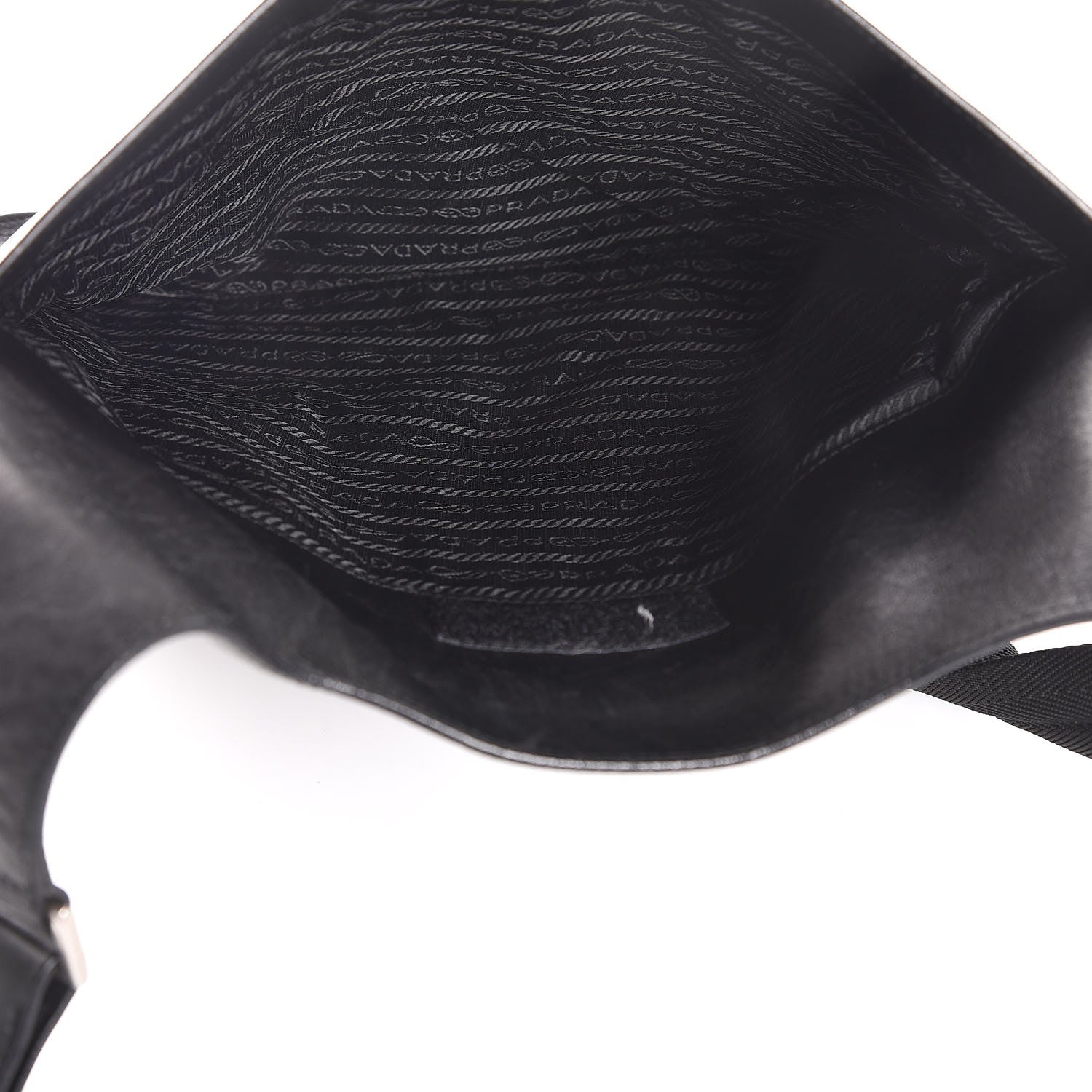 Prada Smooth Calfskin Flat Messenger Bag Black 5 of 6