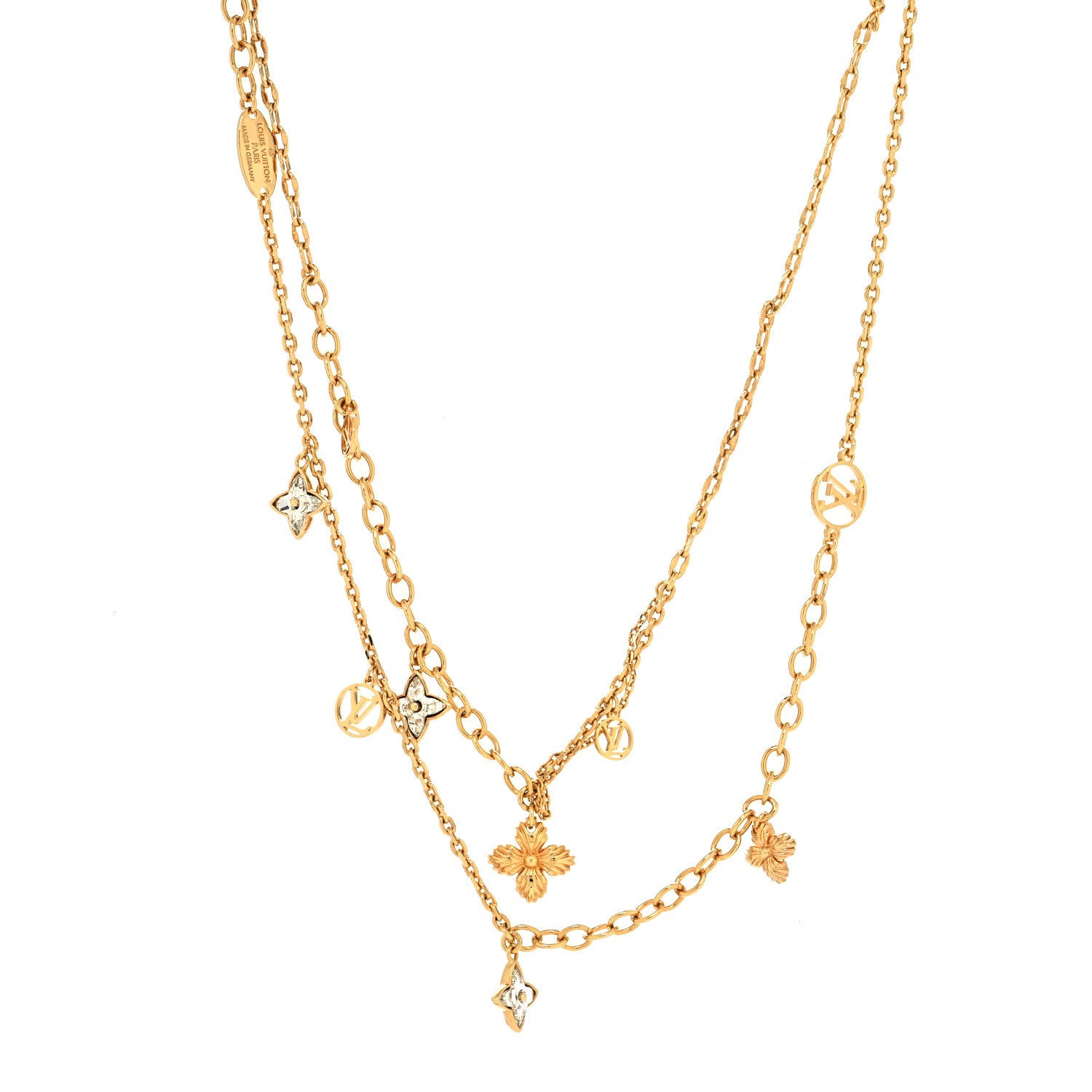 Louis Vuitton Metal Blooming Strass Necklace Gold 1 of 6