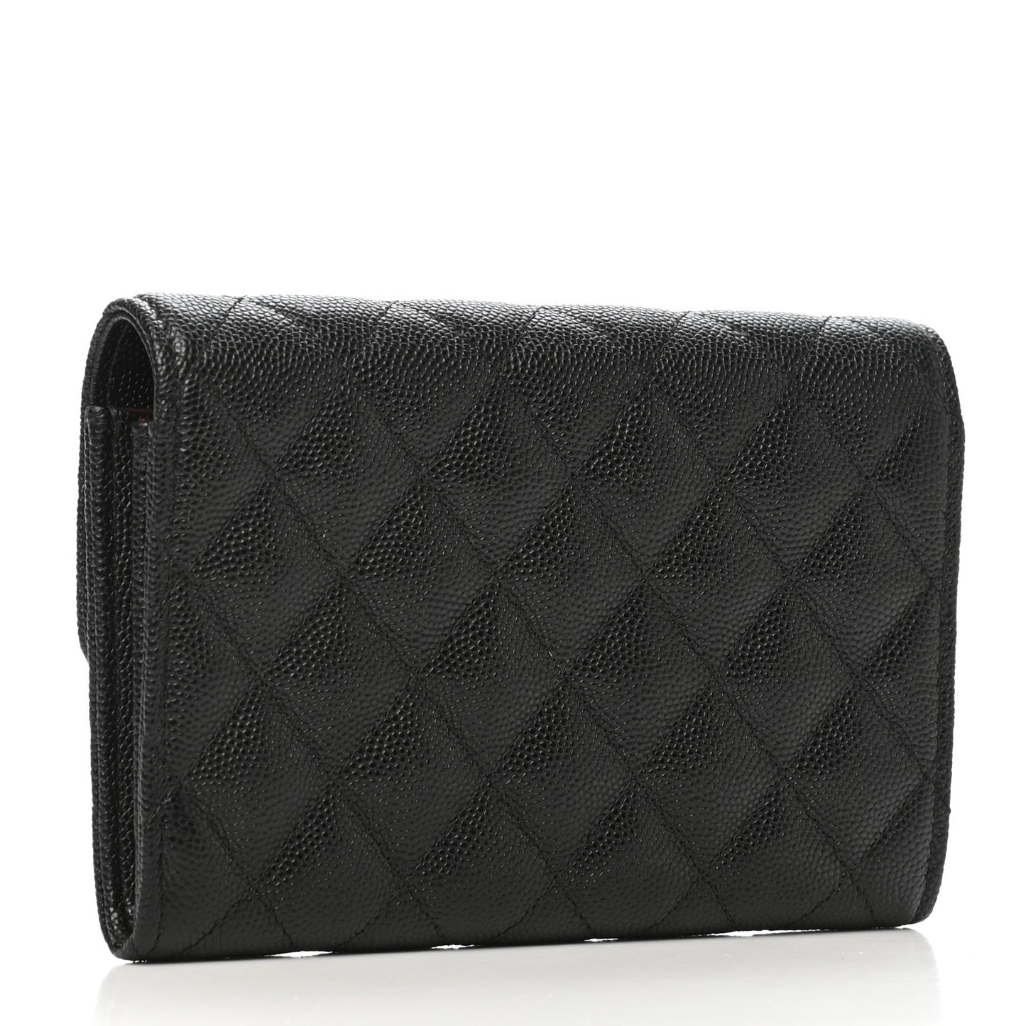Caviar Quilted Medium Flap Wallet Black