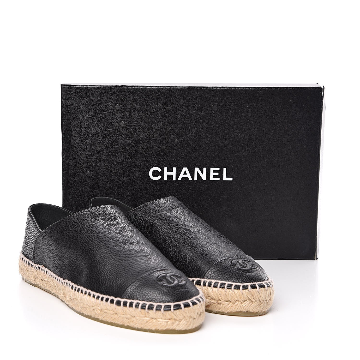 Chanel Grained Calfskin CC Espadrilles 41 Black 9 of 9