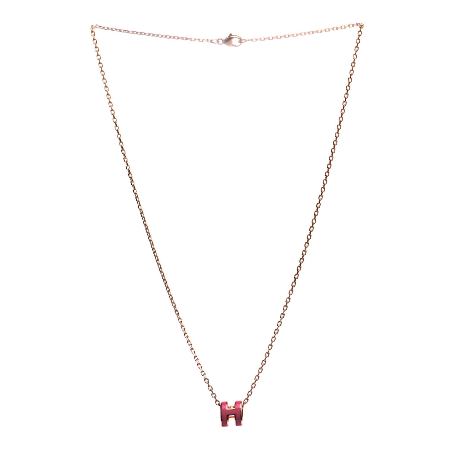 Lacquered Rose Gold Mini Pop H Pendant Necklace Rose Azalee