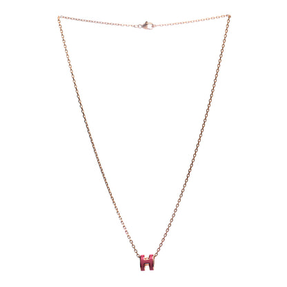 Hermes Lacquered Rose Gold Mini Pop H Pendant Necklace Rose Azalee 1 of 5