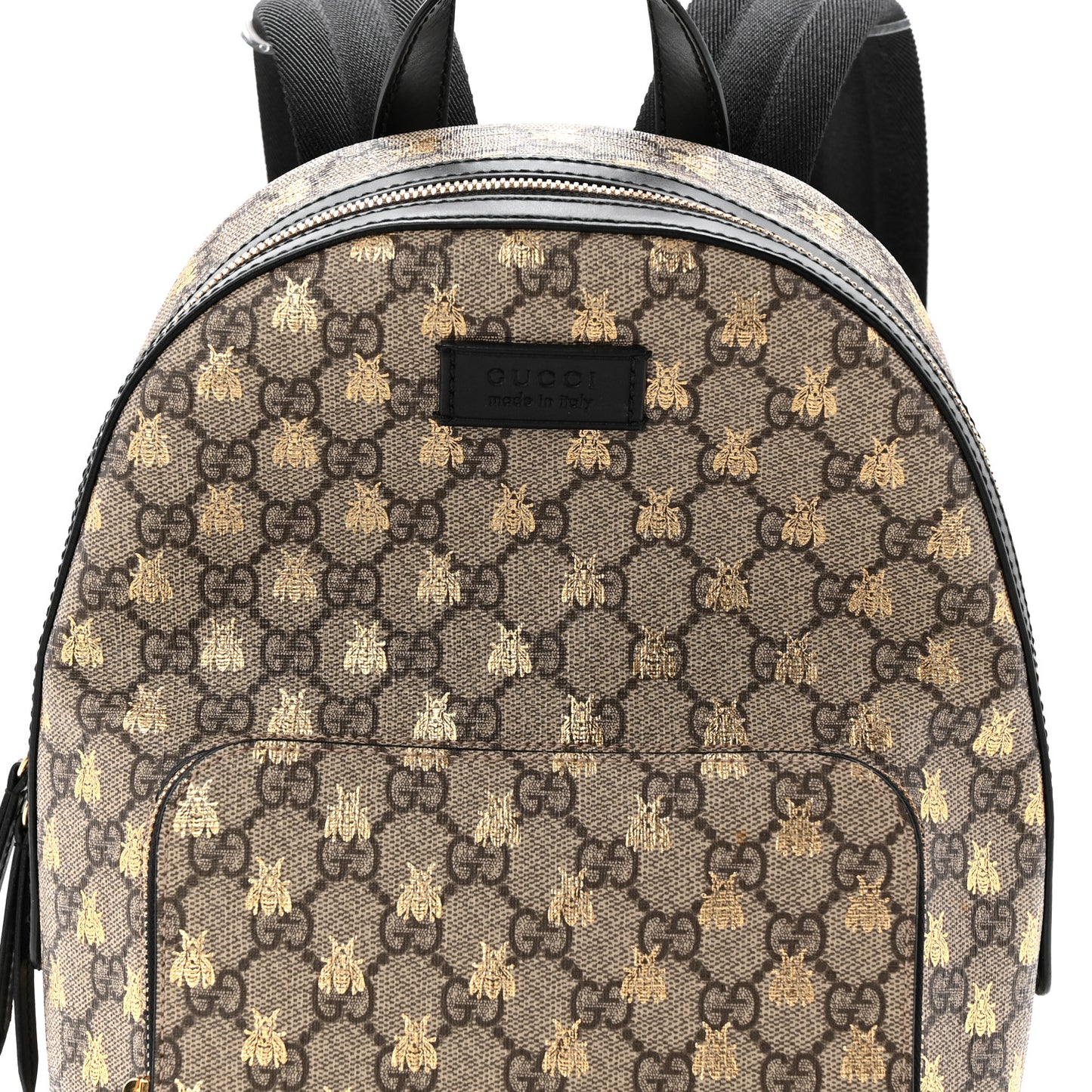 GG Supreme Monogram Bees Print Small Day Backpack Beige Oro Black