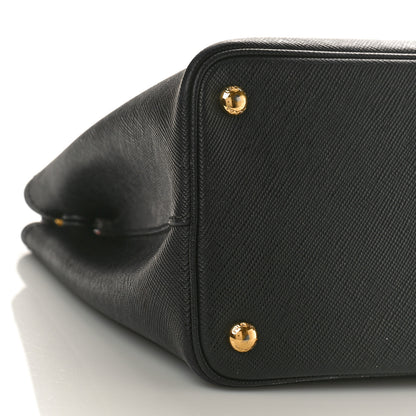 Prada Saffiano Cuir Medium Double Bag Black Fuoco 7 of 10